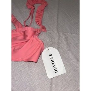 Tularosa Revolve Bathing Suit Women Large Pink/peachy  Adjustable ruffled Top A5
